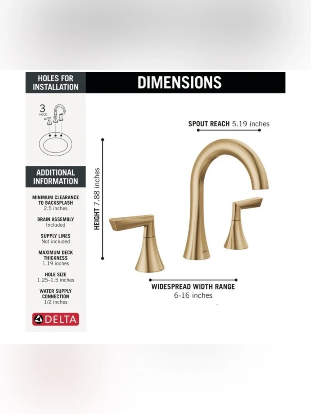 NEW Champagne Bronze Rinna Two Handle Widespread Bathroom Faucet, Retail $346.15